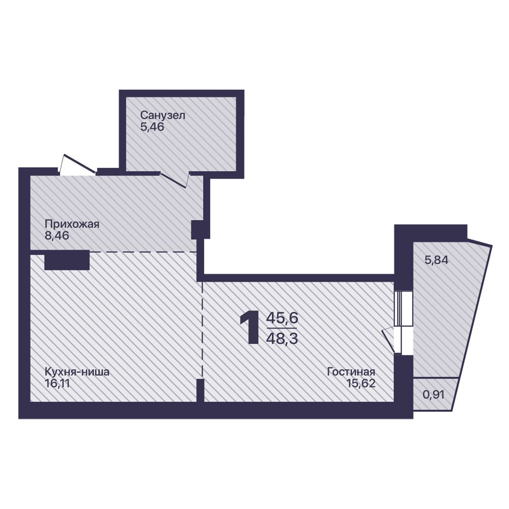 Планировка 1-комн.