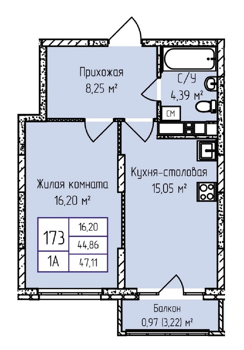 Планировка 1-комн.