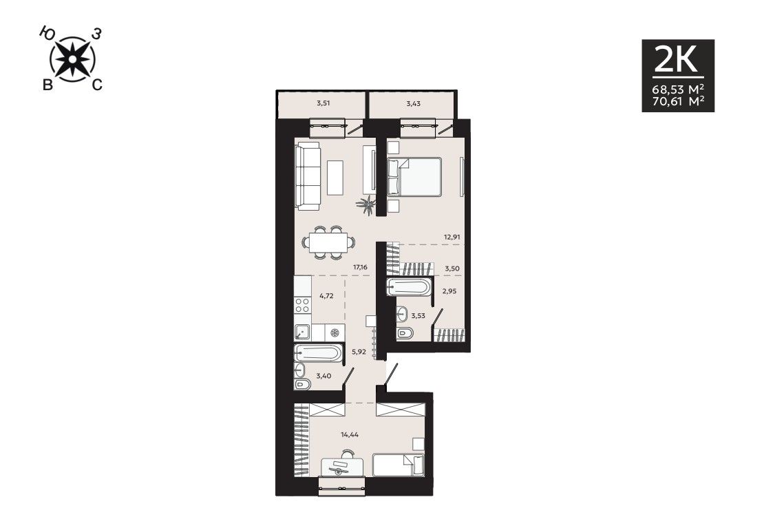 Планировка 1-комн.