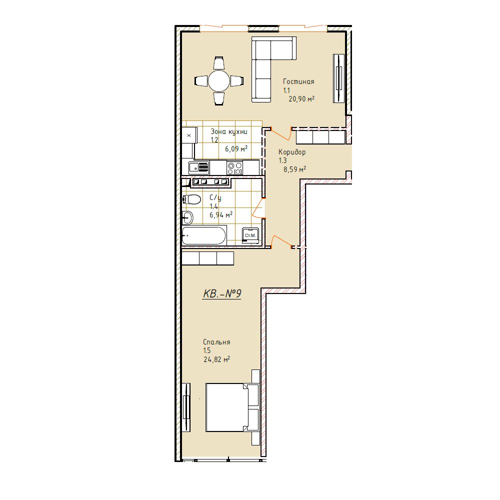 Планировка 2-комн.