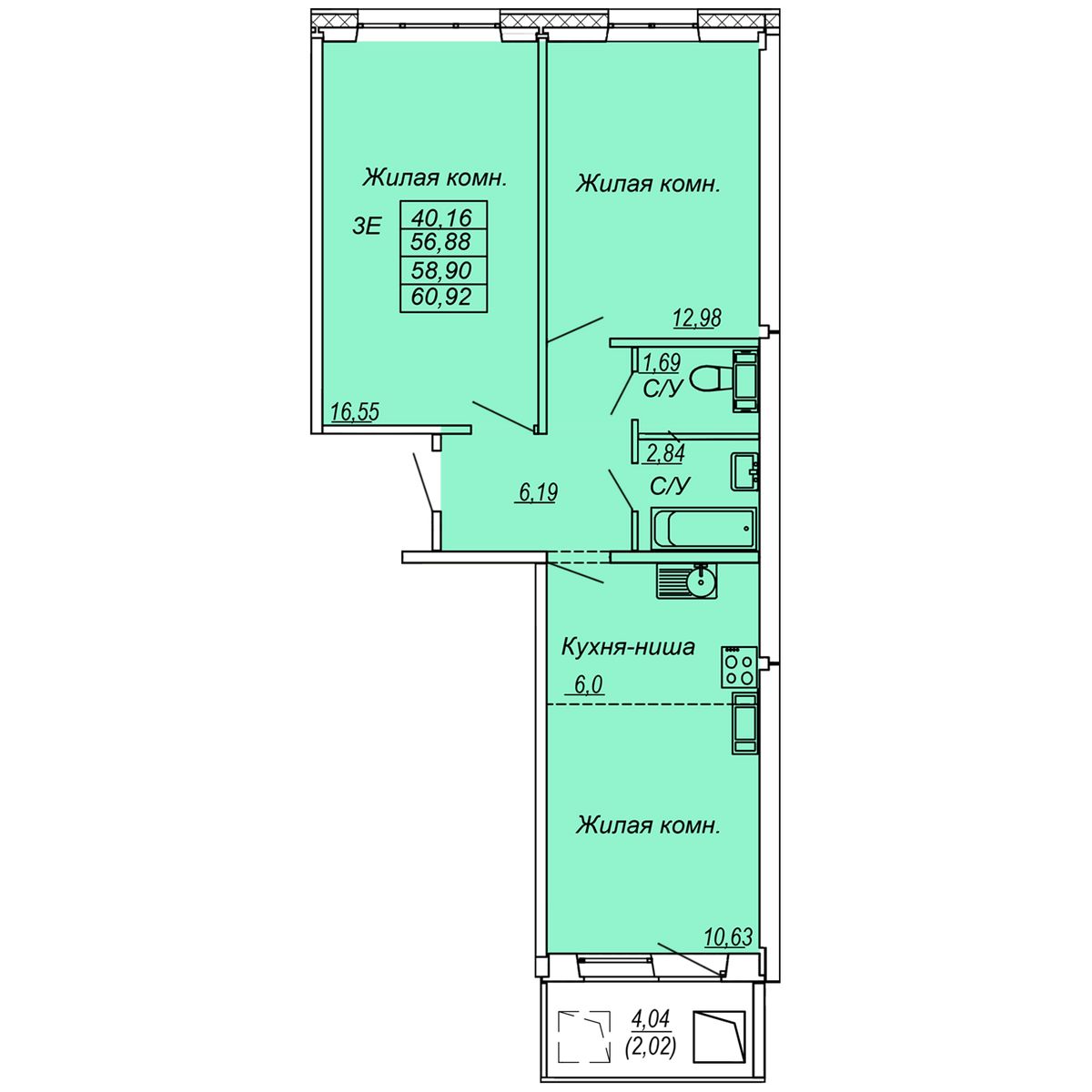 Планировка 3-комн.