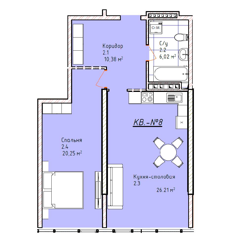 Планировка 2-комн.