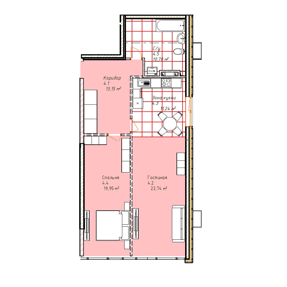 Планировка 2-комн.